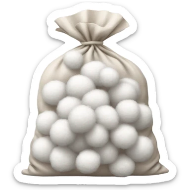  bag of cotton balls no face, realistic sticker