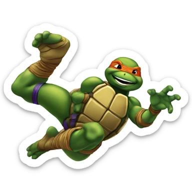 Ninja turtles doing back flips sticker