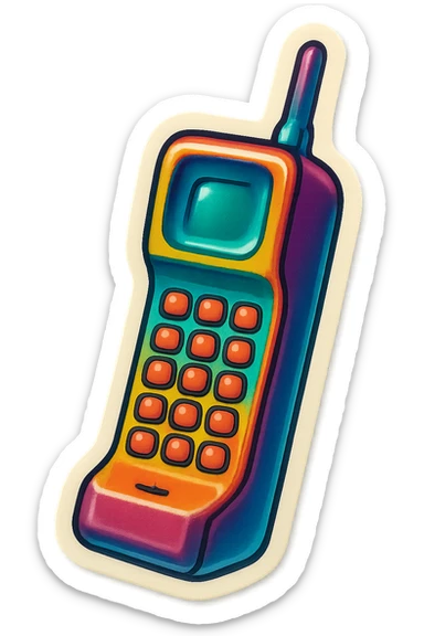 A cell phone sticker in retro stickers style, with a vintage design and colorful details sticker