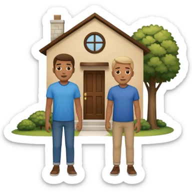 two guys entering at their house sticker