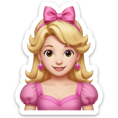 Princess peach with a ribbon on her hair sticker