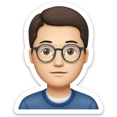 chinese white man wearing glasses with small mouth sticker