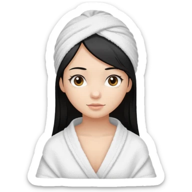 Menina de cabelo liso médio preto com olhos castanhos puxado com toalha de banho  sticker