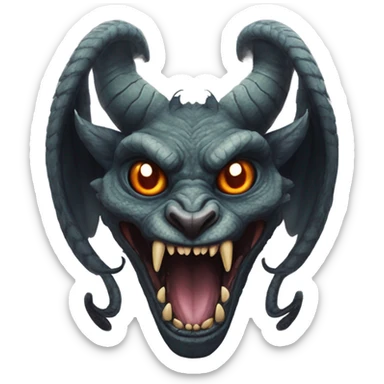 garuda snake demon who resembles a baphomet cat creature with fangs sticker
