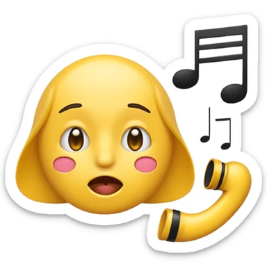 emoji whistling with music notes coming out its mouth and side-eyeing sticker
