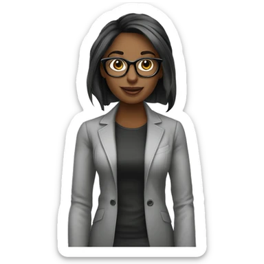 SOCIAL MEDIA ESTRATEGISTA, MULHER , CABELO PRETO liso COM OCULOS DE GRAU E  CANECA DE CAFE  sticker