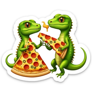 Pizza eating lizards  sticker