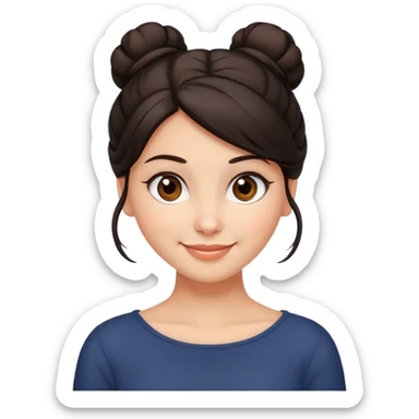 Cute smiling brown-eyed designer girl with her dark hair gathered in a careless bun sticker