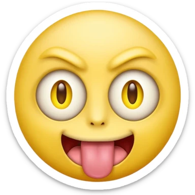 Generate an emoji with yellow lazer eyes, with his tongue out sticker