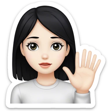 Girl with black hair white skin saying Bye  sticker