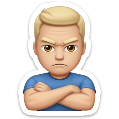 Angry face arms crossed sticker
