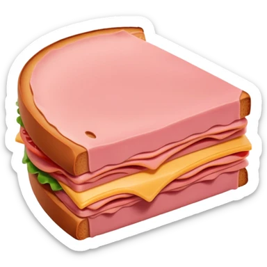 single slice of bologna, plain, pink, no extras sticker
