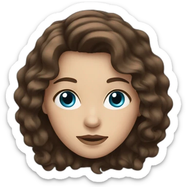 brunette woman with wavy brown hair and blue eyes sticker