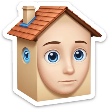 head in the shape of a house, cartoon roof sticker
