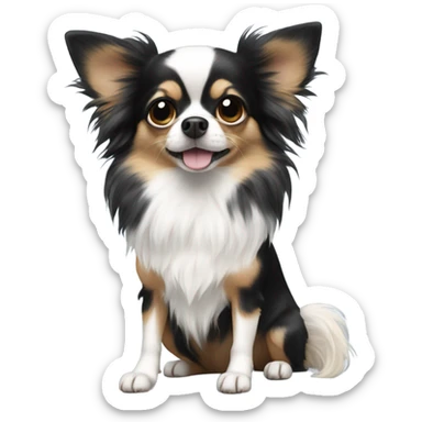 Long-haired black and white chihuahua sticker