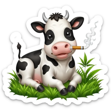cute cow smoke weed sticker
