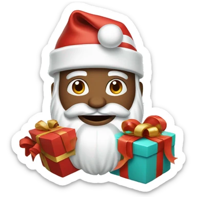 Santa Claus with a gift sticker