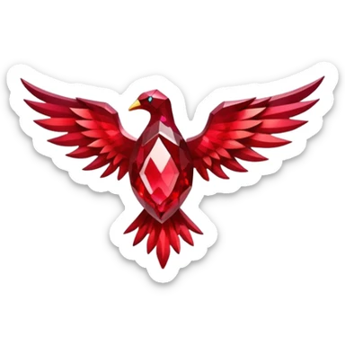 ruby pendant pulsing with cosmic light, like a phoenix’s spark sticker