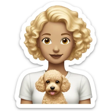 blond girl with cream colored puppy poodle  sticker