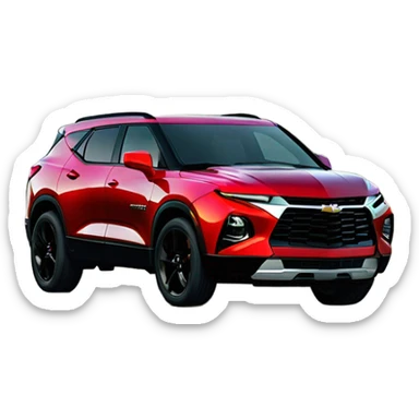2020 Red Chevrolet Blazer with black wheels, black Chevrolet logo, on the road sticker