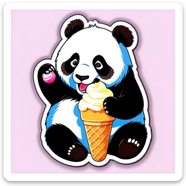 Panda eating ice crea  sticker