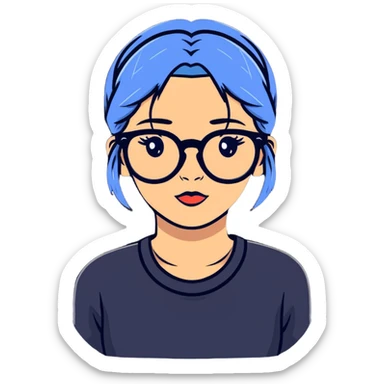 young girl with face tattoos wearing glasses sticker