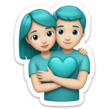 teal heart in an arm hug sticker