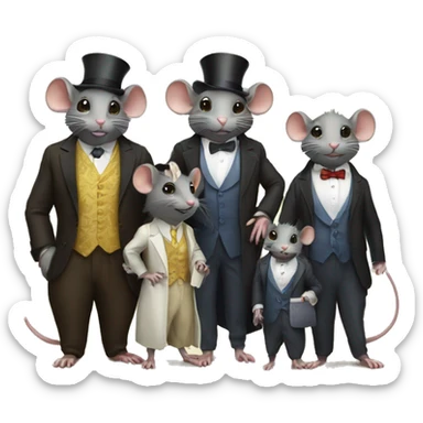 wealthy rat with his family sticker