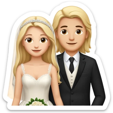 Happy Wedding couple blonde bride long hair and long black hair Chinese groom


 sticker