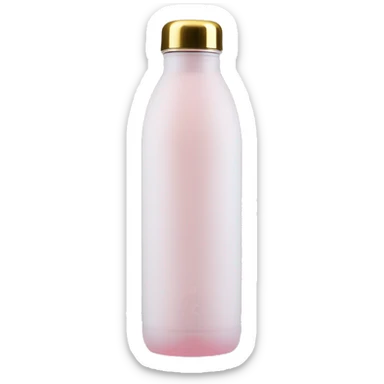  A frosted glass water bottle with a soft pink silicone sleeve and a gold cap. sticker