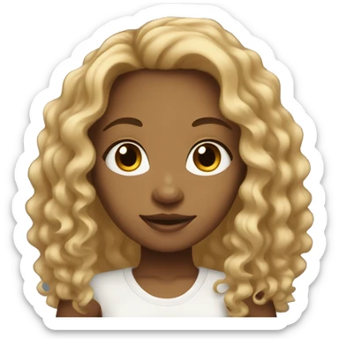 Light brown skin girl with long curly black hair  sticker