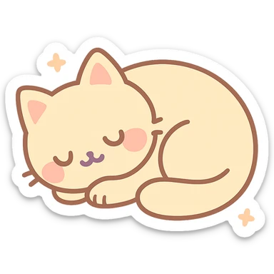 kot, curled up, sleeping, soft fur sticker