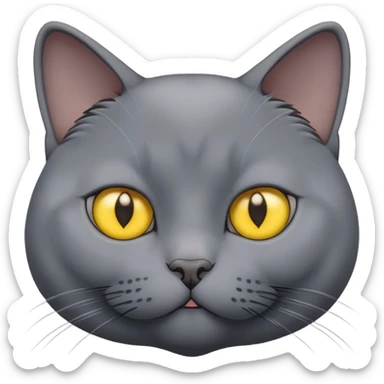 fat Russian blue cat yellow eyes sticker