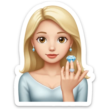 fingers holding a diamond engagement ring  sticker