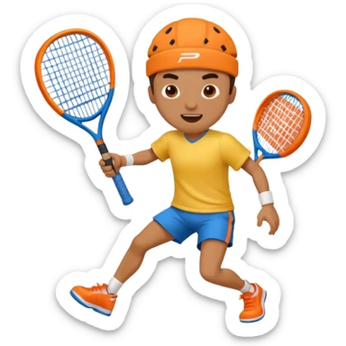 Funny character smashing using padel racket sticker