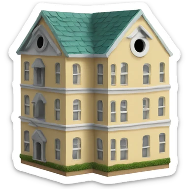 Apartment building shaped birdhouse for birds sticker