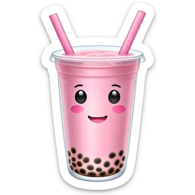Pink boba tea   sticker