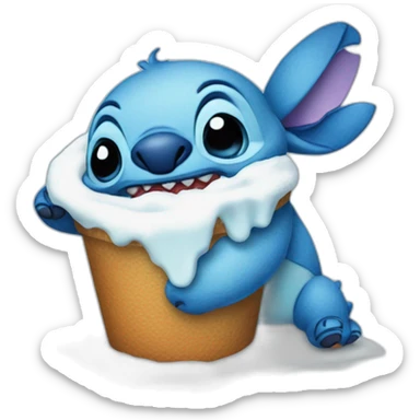 Stitch avec une glace sticker