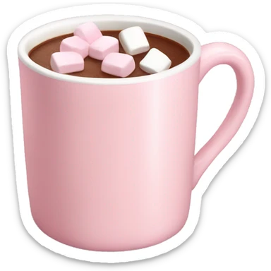 Light Pink mug of hot chocolate with marshmallows  sticker