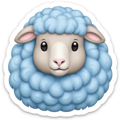 dreamy pastel blue sheep with fluffy wool and sleepy expression, like from a dream sticker