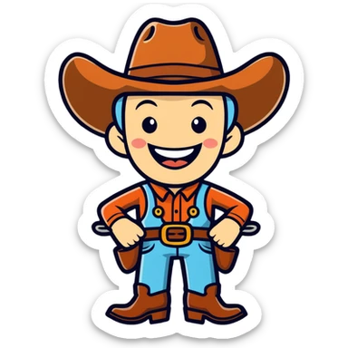 A laughing cowboy in the style of Red Dead Redemption 2 sticker