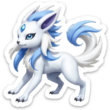 Garurumon-Meloetta-Renamon-Absol-fusion-hybrid-creature (full body) sticker