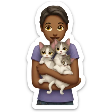two girl cats holding babies sticker