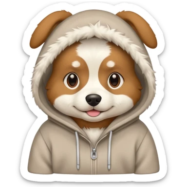 Dog wearing a hoodie sticker