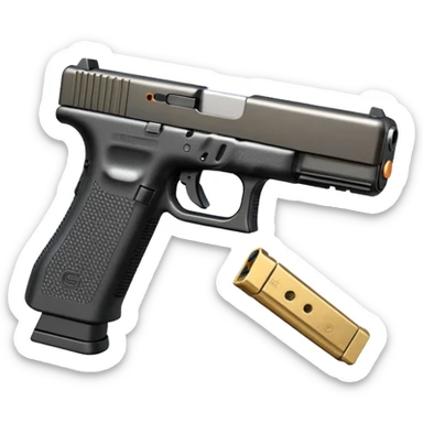 Glock 17 with an extended magazine and a clear legible engraving "N Block 17" sticker