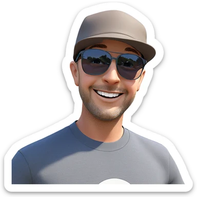 smiling boy outdoors in hat sticker