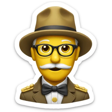 Emoji yellow wearing glasses with a general's hat   sticker
