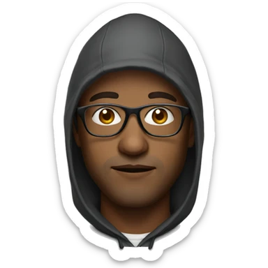 man in a hood and glasses sticker
