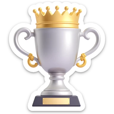 champion's league trophy, simplified, cartoon style, big handles, silver color, clean look, no text sticker