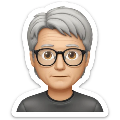 Middle aged man with salt and pepper hair and glasses sticker